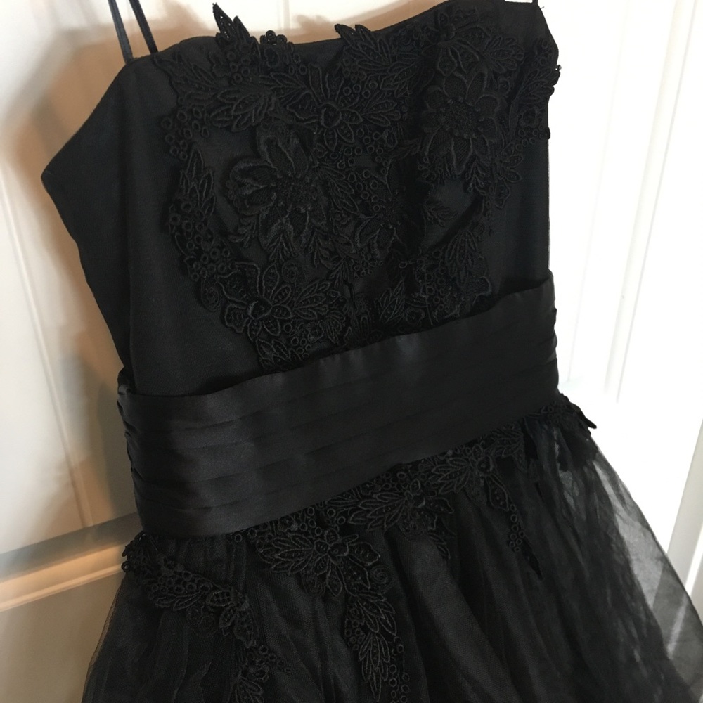 ABS Elegant formal black strapless midi dress gown - Picture 5 of 10